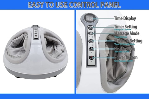 Sky Land Foot Massager With Heating-Function, Air Compression, Pressing, Kneading, Scrapping, Rolling And Shiatsu-Em-2194, Whitegray