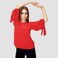 KIDWALA Size 36, Women'S Tops, Tees &amp; Blouses Tie Sleeves, Red Blouse, Round Nick Top With 3/4 Quarter Sleeves Length, Waist Length Blouse