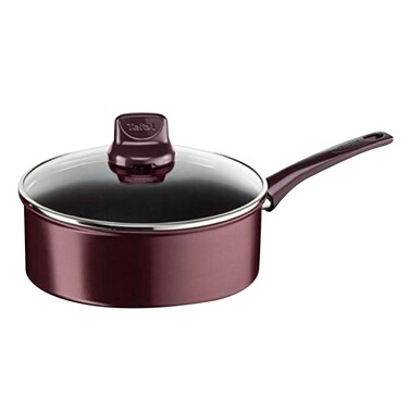 Tefal Dark Ruby Sautepan With Lid 24cm Brown