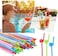 Vsell24 100Pc Flexible Drinking Plastic Straws Multicolor Bpa Free Disposable Bendy Straw 6Mm