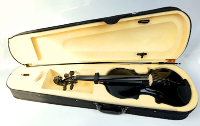 Mike Music 4/4 Black Violin with Hard Case, Shoulder Rest, Bow, Rosin