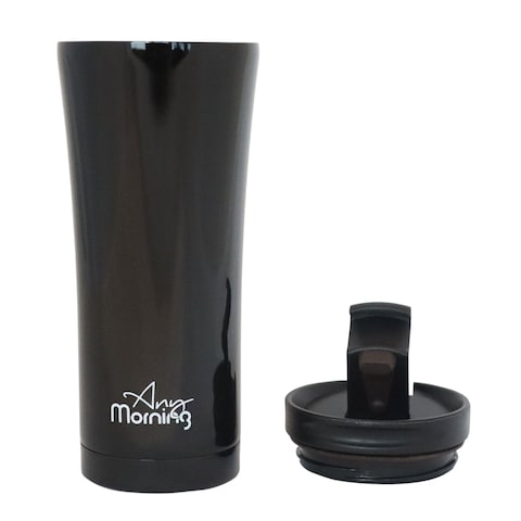 Any Morning Travel Mug, Stainless Steel Coffee Tumbler, Leakproof Travel Coffee Cup, Spillproof Travel Mugs for Hot and Cold Beverage, 15 oz, Black