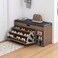 Generic Household Entry Door Combined Shoes Cabinet, Shoe Bench With 3 Tier Adjustable Shelves (A-Black)