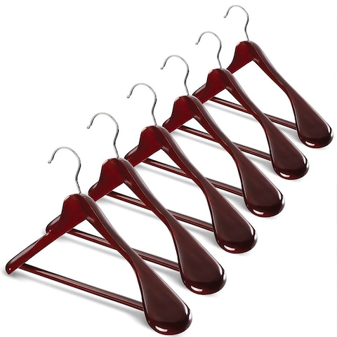 6 Pack ZOBER High-Grade Wide Shoulder Wooden Hangers