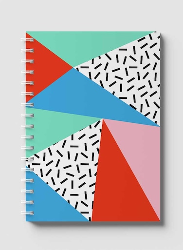 Lowha Spiral Notebook With 60 Sheets And Hard Paper Covers With Abstarct Colored Shapes Design, For Jotting Notes And Reminders, For Work, University, School