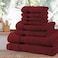 Comfy 8 Piece 100% Combed Cotton 550 GSM Highly Absorbent Towel Set - Burgandy