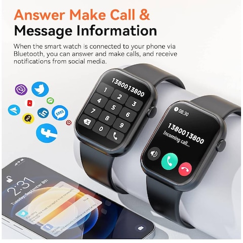 Smart Watch Women(Answer/Make Calls), 2024 Newest 1.8&#39;&#39; Bluetooth Smart Watch For Android Phones, IP68 Waterproof Outdoor Fitness Tracker With Heart Rate/SpO2/Sleep Monitor, Smartwatch Black
