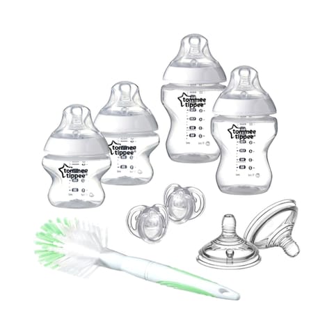 Tommee Tippee Closer To Nature Advanced Anti-Colic Newborn Baby Bottle Starter Set TT42357351 Clear Pack of 9