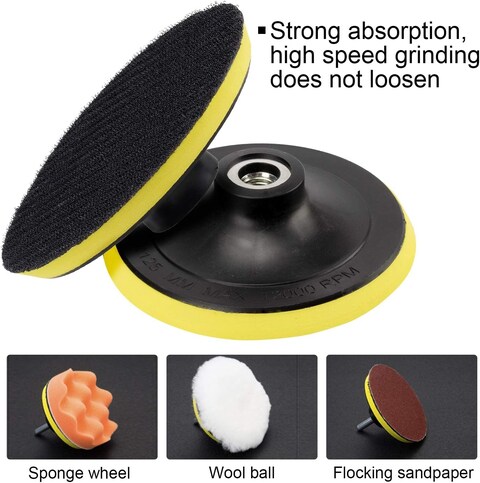 AL ARQAM 5 Inch(125mm) Hook and Loop Buffing Pad for Sanding Discs, Rotary Backing with M14 Drill Attachment Adapter Soft Foam Layer