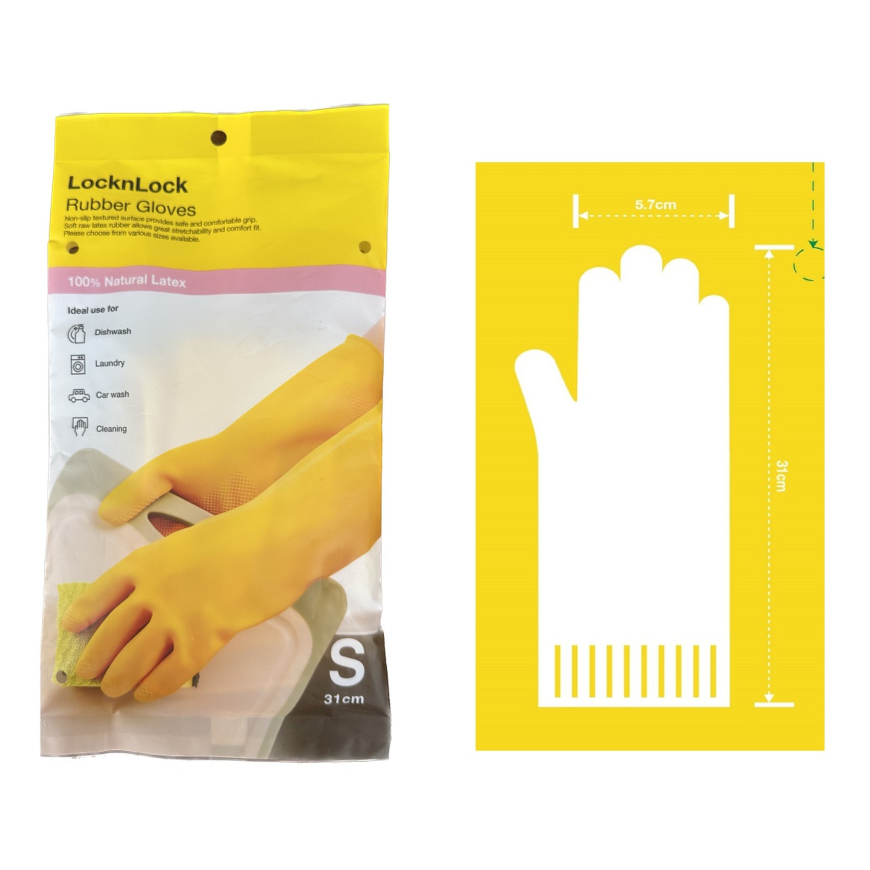 Lock &amp; Lock Rubber Gloves Small Yellow 2 PCS