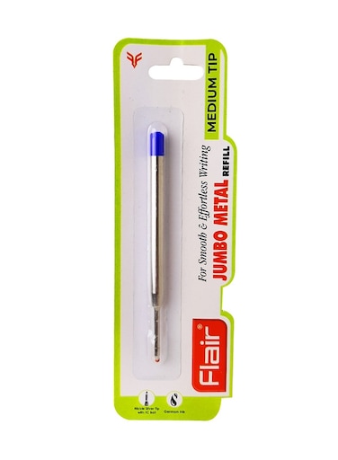 Flair Jumbo Metal Medium Tip Refill for Smooth and Effortless Writing 10 Pcs, Blue