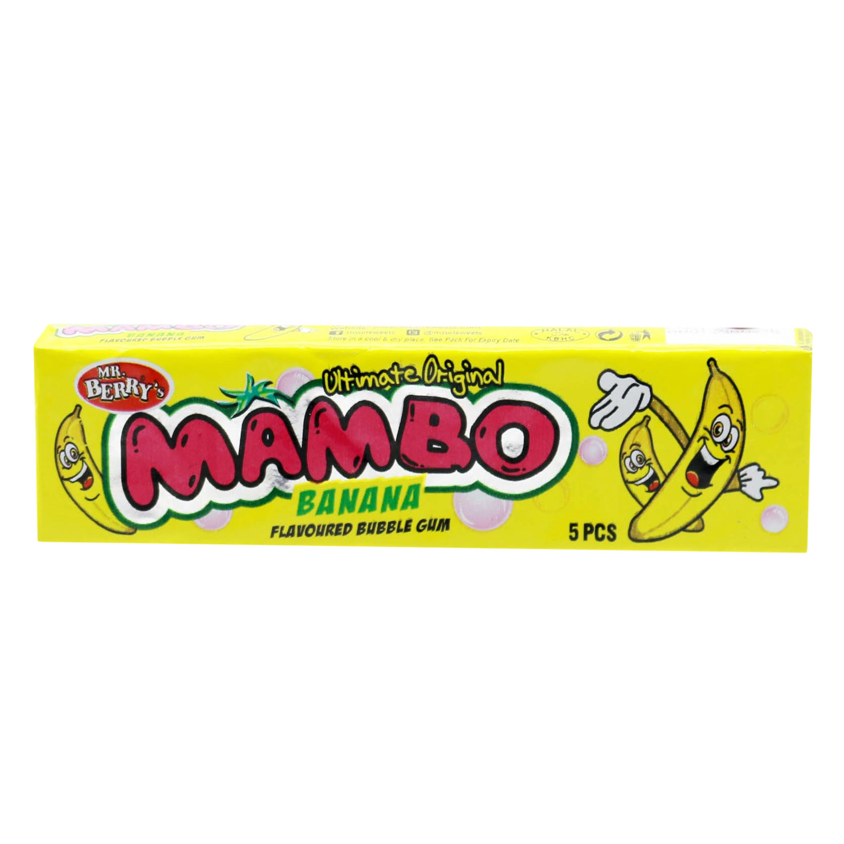Mr. Berry&#39;s Mambo Banana Bubble Gum 5 Pieces x Pack of 24