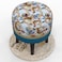 Wooden Twist Flank Puffy Ottoman Stool For Living Room ( Beige &amp; Blue )