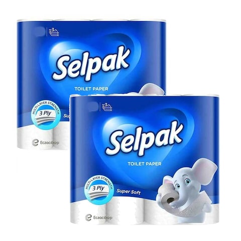 Buy Selpak Super Soft Toilet Paper 140 Sheets x 3 Ply 12 Rolls Pack of 2 in UAE