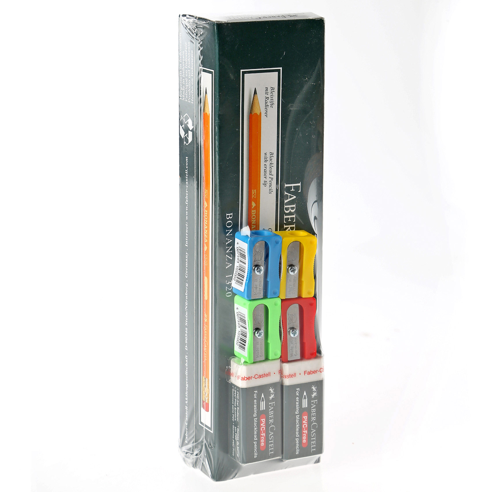 Faber-Castell Bonanza 1320 HB Pencil Set 24 PCS with Eraser 2 PCS and Sharpener 4 PCS Multicolour