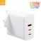 Voltme 100W USB C Charger, GaN III Charger 3-Ports with PD.3 and QC.3, Compact Fast Wall Charger for iPhone 15/14/13/12 Series, MacBook Pro/Air, PixelBook, ThinkPad, Galaxy S23/S22 and More White