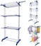 EWORLD EWORLD Carbon Steel Full Size Heavy Duty Double Pole 3 Layer Cloth Drying Stand, Laundry Rack Stand (Blue)