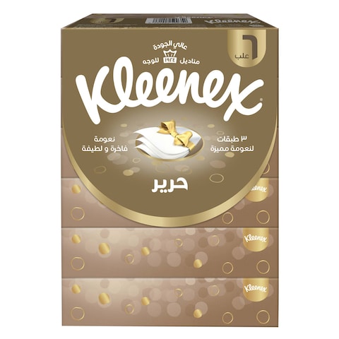 Kleenex Silk Facial Tissue, 3 PLY, 6 Tissue Boxes x 50 Sheets, 100% Cotton Soft Tissue Paper for Gentle Care