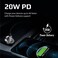 Promate Car Charger, Smallest 20W Fast Charging USB-C&trade; Power Delivery Car Phone Charger with Mini Handle, Aluminum Alloy Design and Surge Protection for iPhone 13, iPhone 12, iPad Pro, Bullet-PD20