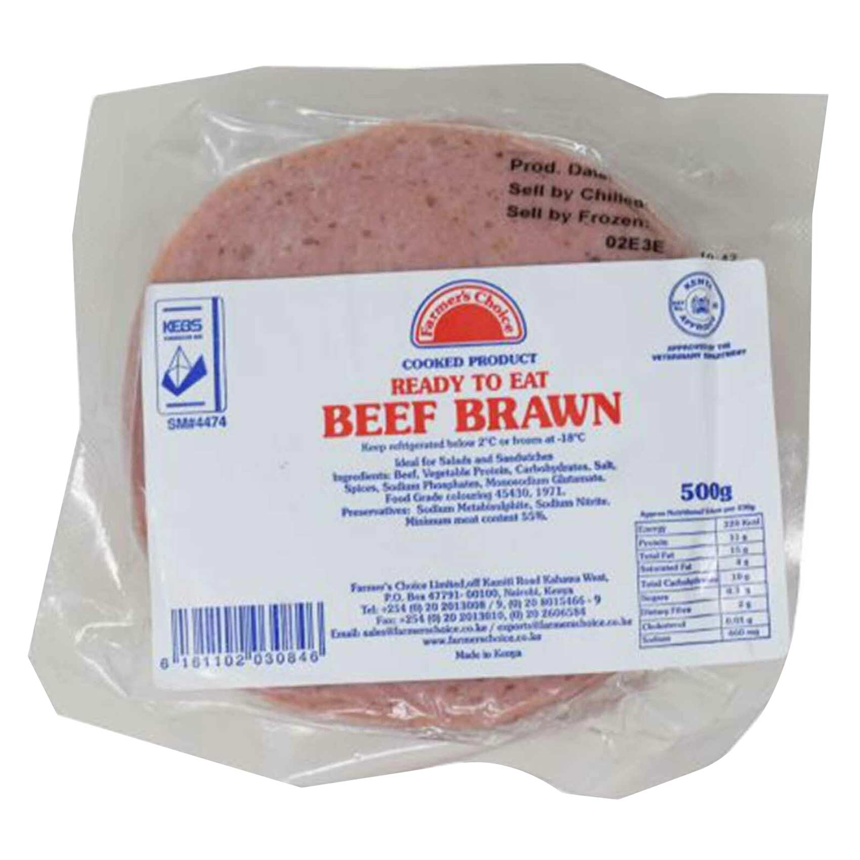Farmer&#39;s Choice Beef Brawn Slice 500g