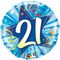 Qualatex 21 Number Round Shining Star Foil Balloon- 18 Inch Size- Bright Blue