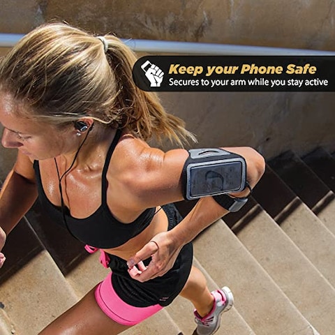 SCOSCHE HFDABXL SoundKase XL Ultra-Light Sport Armband Cell Phone Case, Black/Gray
