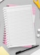 Lowha Spiral Notebook With 60 Sheets And Hard Paper Covers With Abstract Pink &amp; White Cube Design, For Jotting Notes And Reminders, For Work, University, School