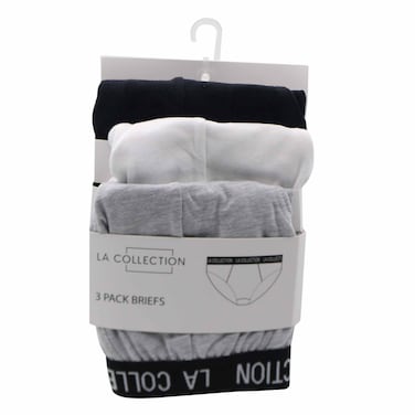 La Collection Solid Pattern Briefs For Men XL 3 Pieces Multicolor