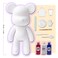 DIY CREATE YOUR OWN UNIQUE ACRYLIC FLUID POURING PAINT BEAR (7 inch - 18 cm) COMPLETE SET, Colors: Rose-Red, White, Dark-Blue. Arts and Crafts, Customize Handmade Creative Birthday Gift