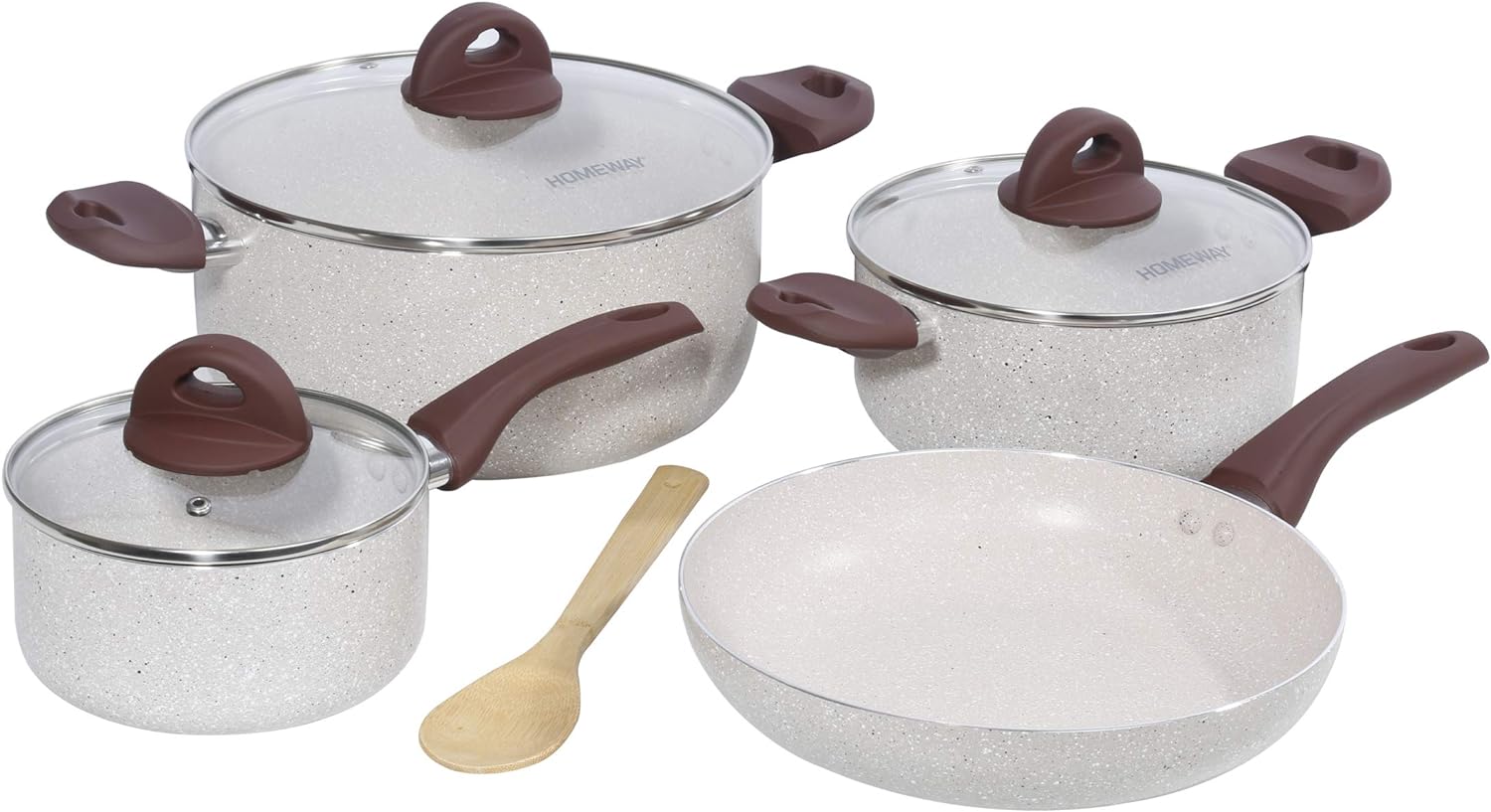 Buy Homeway Marble Series Cookware Set (8 Piece) Online | Carrefour UAE