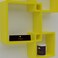 Wooden Twist Rafuf Intersecting Floating Wall Shelves with 4 Shelves Yellow