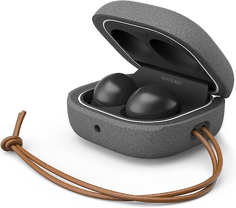 VRS Design Modern Sand Stone designed for Galaxy Buds2 Pro case cover (2022) / Galaxy Buds 2 case (2021) / Galaxy Buds Pro case (2021) / Galaxy Buds Live case with Leather Strap - SandStone