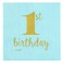 Amscan First Birthday Boy Beverage Napkin Blue And Gold 16 Pieces