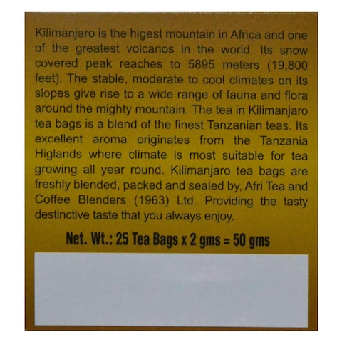 Tanzania Tea Kilimanjaro Premium Blend 25 Tea Bags