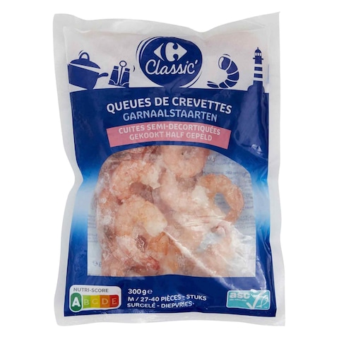 Carrefour Classic Cooked Semi-Peeled Shrimp Tails 300g
