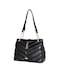 AMICA Am&eacute;lie Women Chevron Quilted Tote bag with 3 Spacious Comaprtments with Leather &amp; Chain Adjustableble Strap in Black