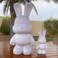 BUNNY MONEY SAVER FIGURINE (9 inch - 23 cm) ACRYLIC DRIP POURING PAINT DIY SET Colors: White, Rose-Red, Mint-Green.