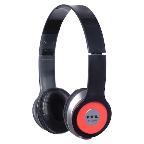 اي تي ال سماعة رأس سلكية مزودة بميكروفون YZ-229HS، لون أسود