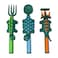 Eazy Kids Spoon, Fork &amp; Pusher - Dark Green, Dinosaur, 3Pcs