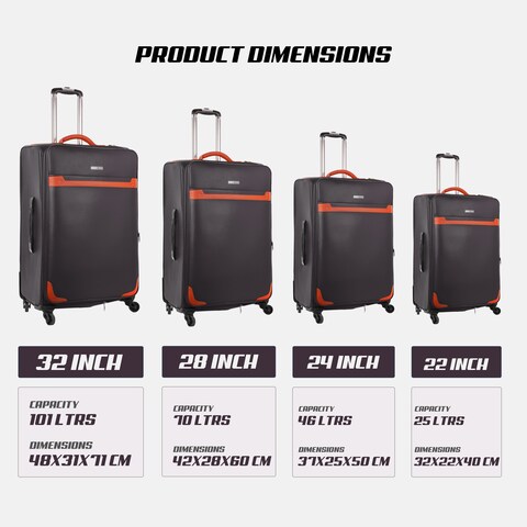 PARA JOHN 4 Pcs Travel Luggage Suitcase Trolley Set- (16'' 20'' 24'' 28'')BROWN
