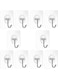 Generic 10-Piece Heavy Duty Self-Adhesive Hooks Clear/Silver 6X6cm