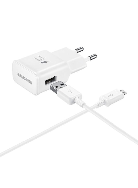 Fast Charging Travel Adapter With Cable White