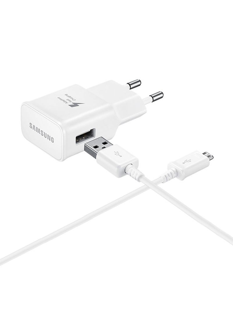 Fast Charging Travel Adapter With Cable White