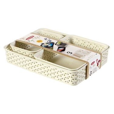 كيرفر صندوق تخزين الأدوات المكتبية - أوف وايت