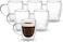 1CHASE Double Wall Insulated Glass Cup With Handle 350ml For Espresso Coffee Milk Tea - Set Of 6