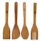 4 Piece Bamboo Kitchen Cooking Utensils Set - 1 Spatula, 2 Spoons, 1Turner