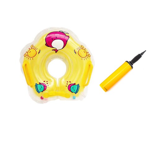 بيكابو - عوامة عنق للرضع Iswimsafe صفراء مع نافخة