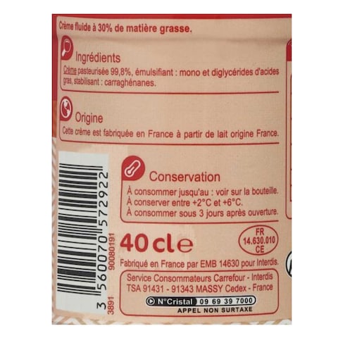 Carrefour 30% Liquid Cream 400ml