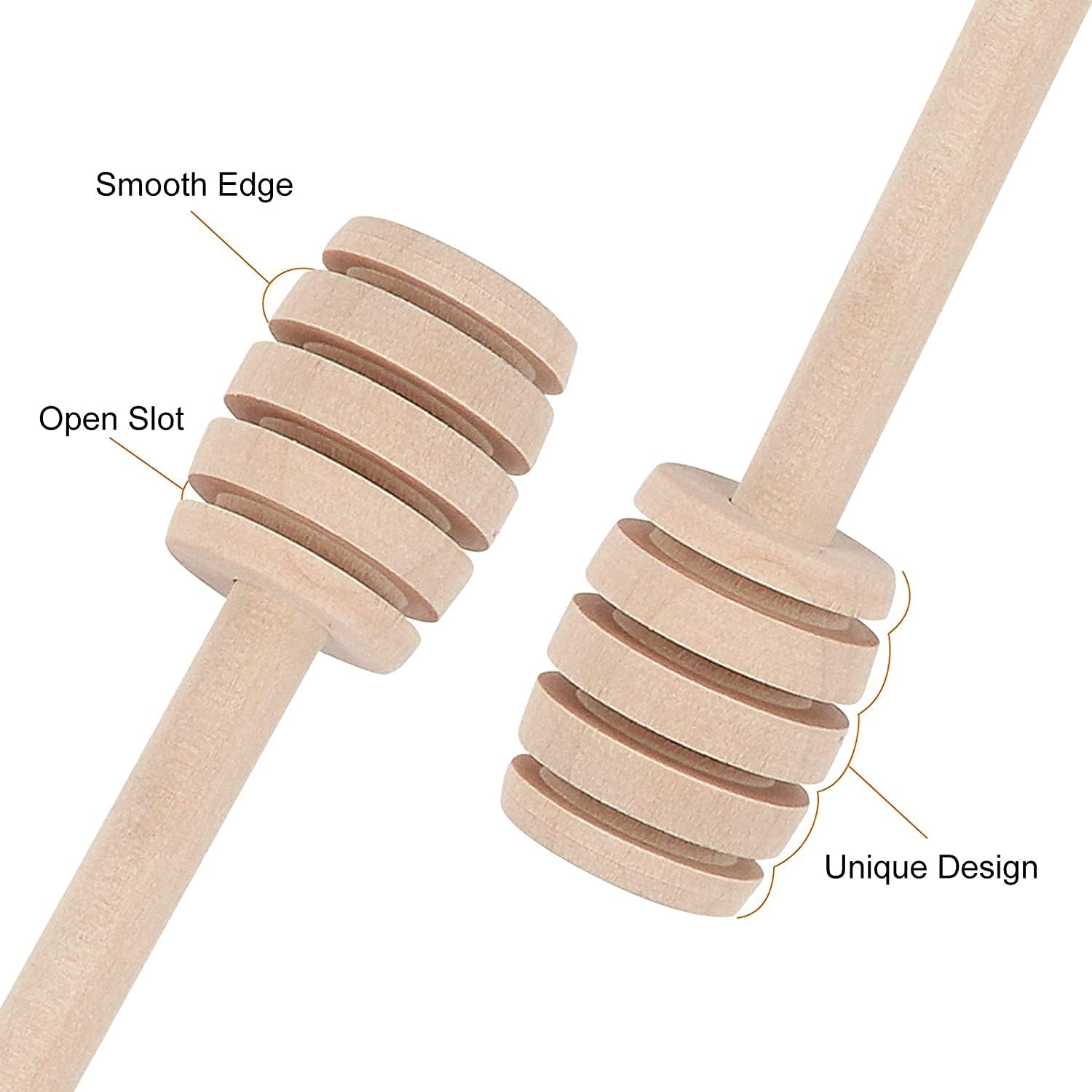 Atraux 6 Pcs Mini Wooden Honey Dipper Sticks (15Cm)