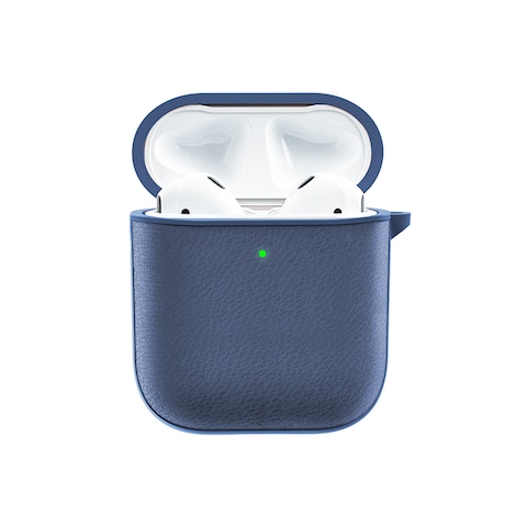WIWU Calfskin Genuine Leather Airpods Case - Blue